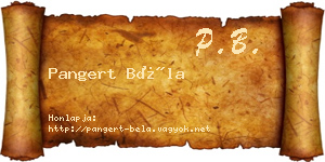 Pangert Béla névjegykártya